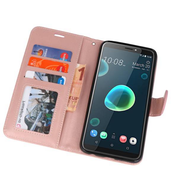 Wallet Cases Hoesje voor HTC Desire 12 Plus Roze