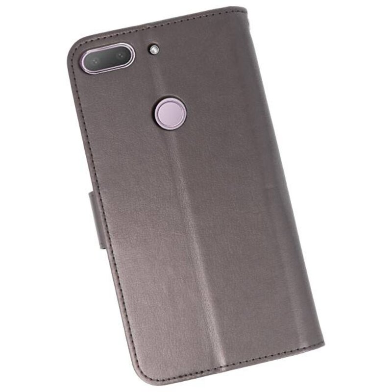 Wallet Cases Hoesje voor HTC Desire 12 Plus Grijs