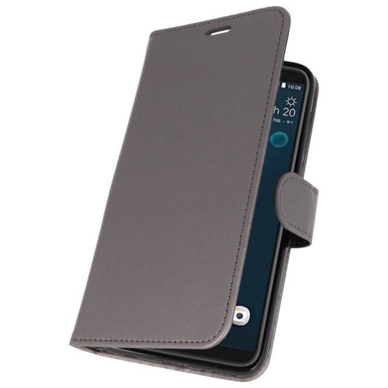 Funda con estuche Wallet para HTC Desire 12 Plus gris