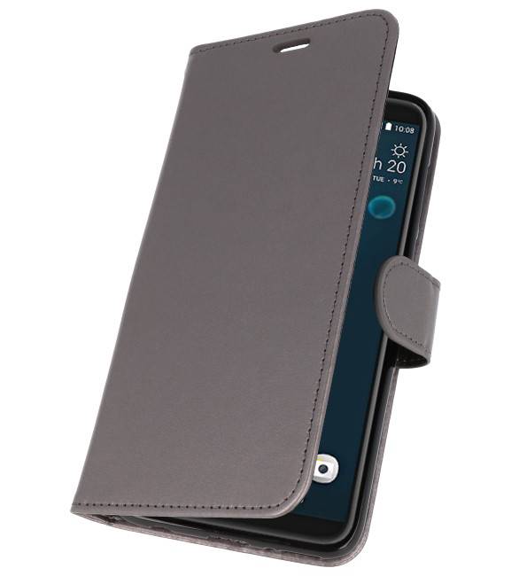 Funda con estuche Wallet para HTC Desire 12 Plus gris