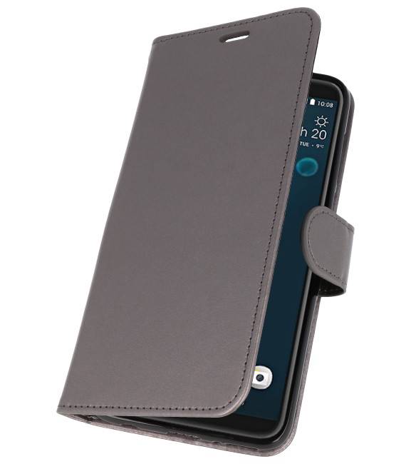 Wallet Cases Hoesje voor HTC Desire 12 Plus Grijs