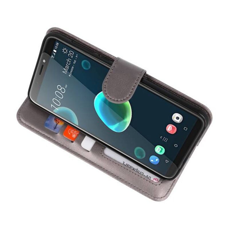 Funda con estuche Wallet para HTC Desire 12 Plus gris