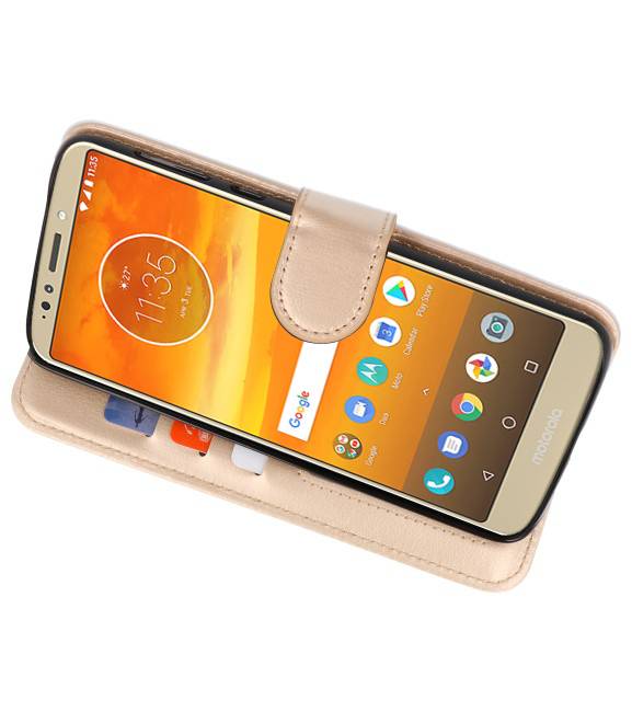 Mappen-Kasten für Moto E5 Plus Gold