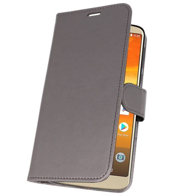 Wallet Cases Hoesje voor Moto E5 Plus Grijs