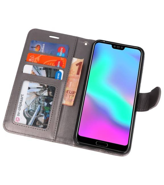 Wallet Cases Hoesje voor Honor 10 Grijs