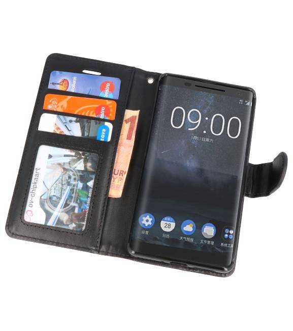 Funda con estuche Wallet para Nokia 8 Sirocco Black