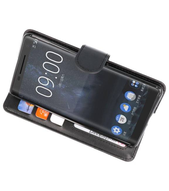 Funda con estuche Wallet para Nokia 8 Sirocco Black