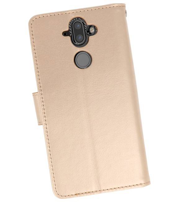 Wallet Cases Hoesje voor Nokia 8 Sirocco Goud