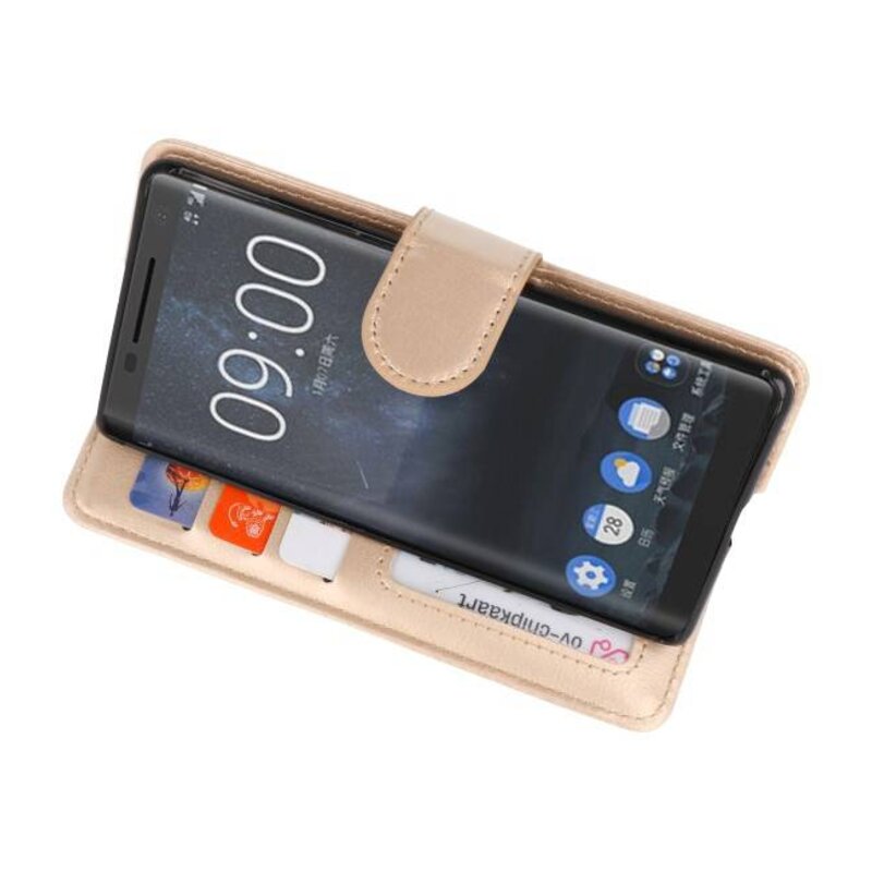 Wallet Cases Tasche für Nokia 8 Sirocco Gold