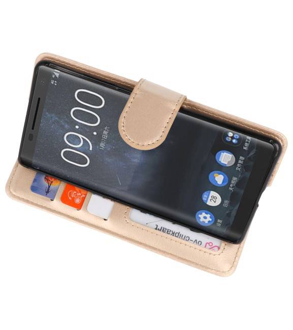 Funda con estuche Wallet para Nokia 8 Sirocco Gold