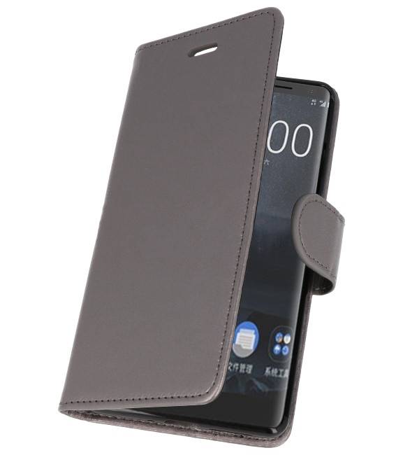 Wallet Cases Hoesje voor Nokia 8 Sirocco Grijs