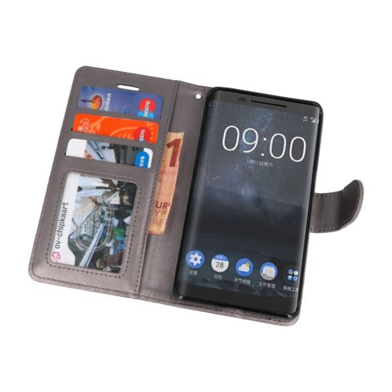 Wallet Cases Tasche für Nokia 8 Sirocco Grey