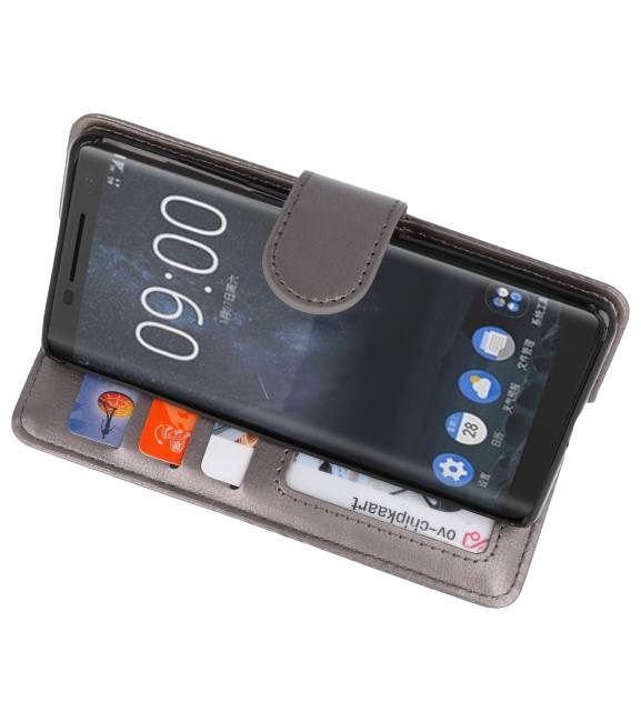 Funda con estuche Wallet para Nokia 8 Sirocco Gray