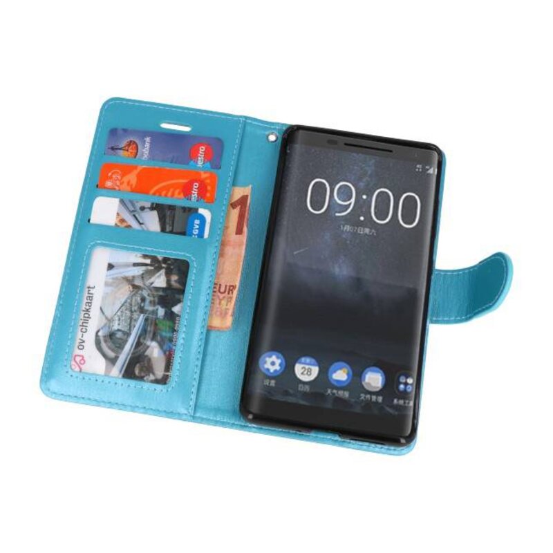 Etuis portefeuille pour Nokia 8 Sirocco Turquoise