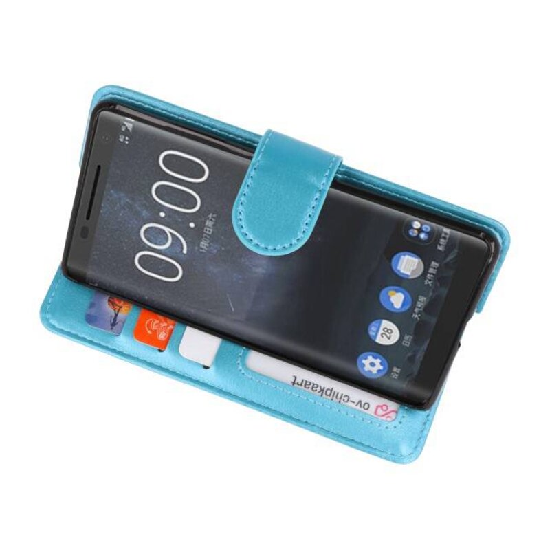 Portafoglio Custodie per Nokia 8 Sirocco Turchese