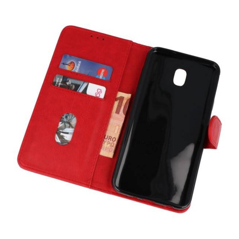 Funda de estuche para estuche Bookstyle para Galaxy J7 2018 Red