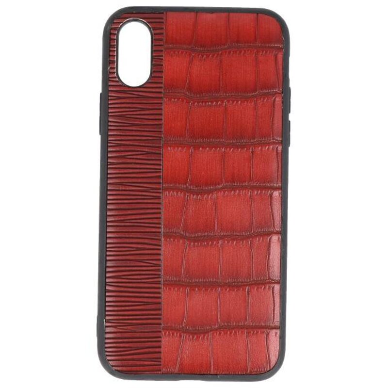 Estuche rígido Croco para iPhone X Rojo