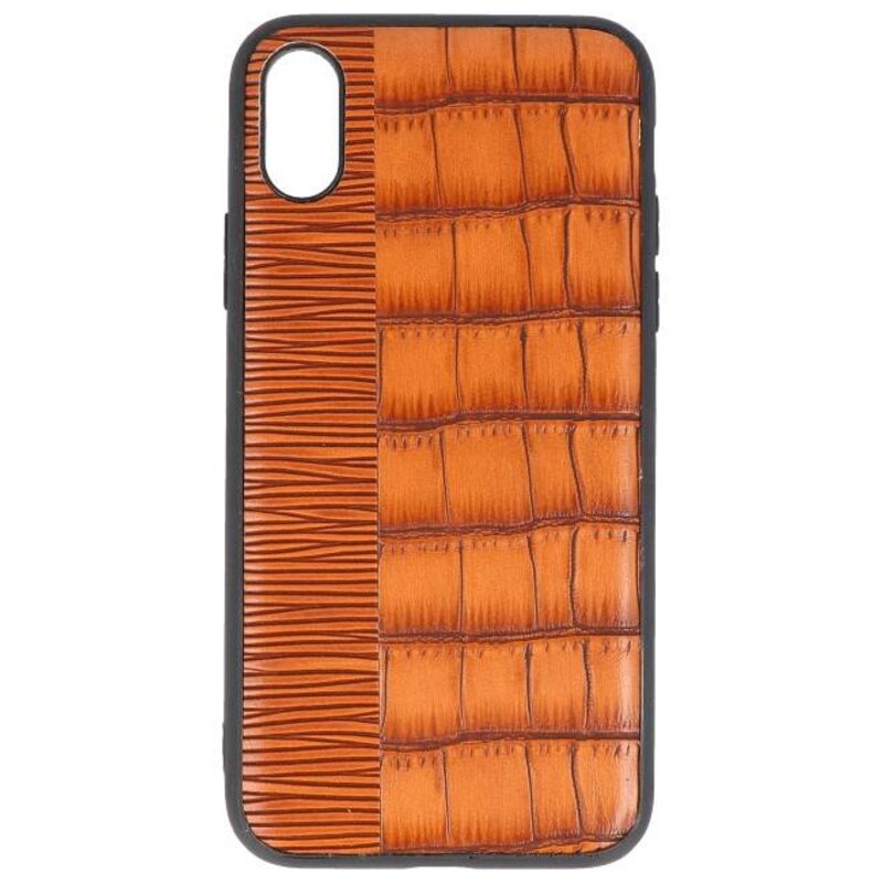 Estuche rígido Croco para iPhone X Marrón