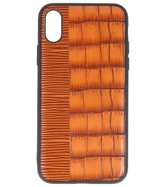 Croco Hard Case for iPhone X Brown
