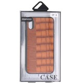 Estuche rígido Croco para iPhone X Marrón