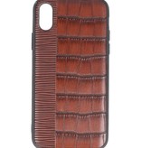 Croco Hard Case für iPhone X Dunkelbraun