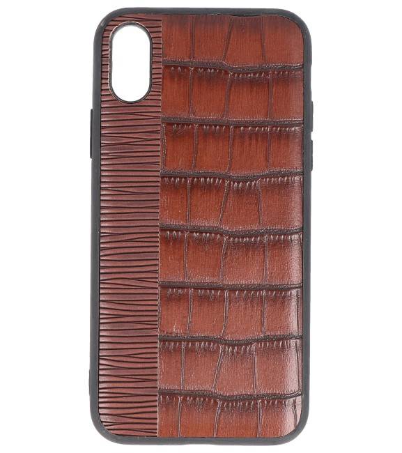 Croco Hard Case für iPhone X Dunkelbraun