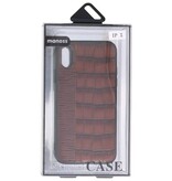 Croco Hard Case für iPhone X Dunkelbraun