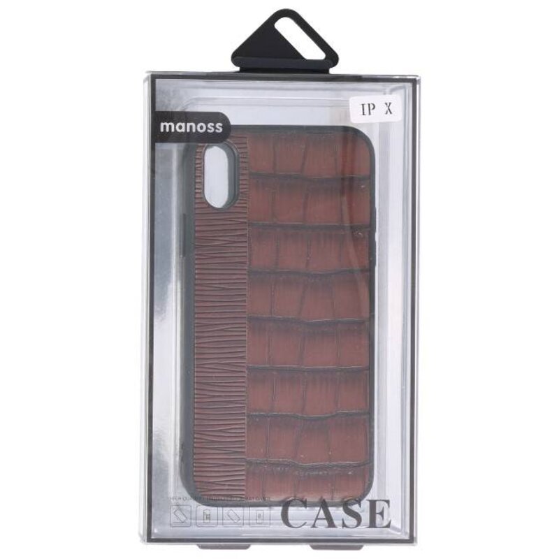 Estuche rígido Croco para iPhone X Marrón oscuro