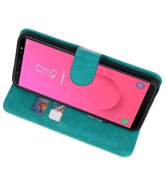 Bookstyle Wallet Cases Hoesje voor Galaxy J8 Groen