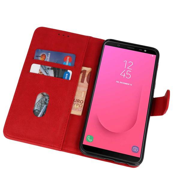 Bookstyle Wallet Cases Hoesje voor Galaxy J8 Rood