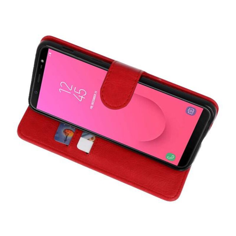 Bookstyle Wallet Cases für Galaxy J8 Rot