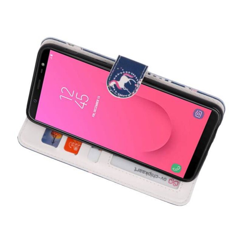 Blue Unicorn Bookstyle Case for Galaxy J8