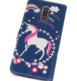 Blaues Einhorn Bookstyle Case für Galaxy J8