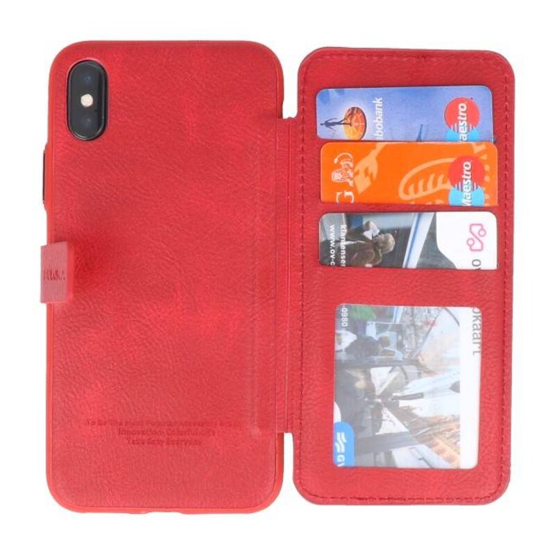 Custodia design per libro con copertina posteriore per iPhone X Red