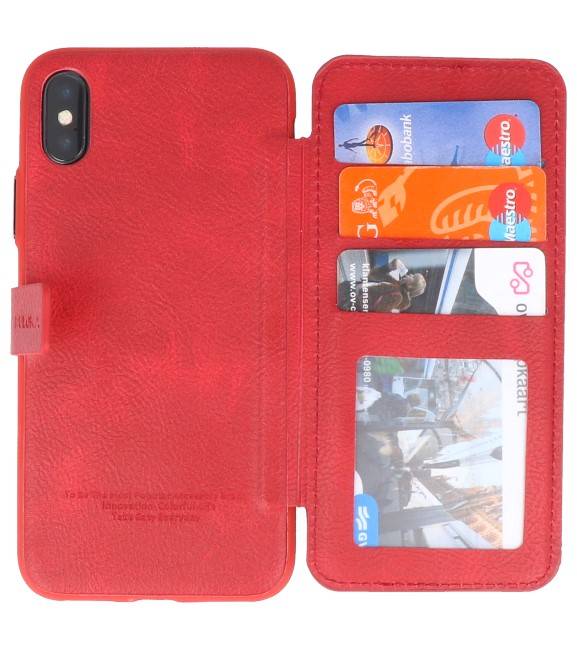 Custodia design per libro con copertina posteriore per iPhone X Red