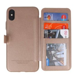 Bag Cover Book Design Etui til iPhone X Gold