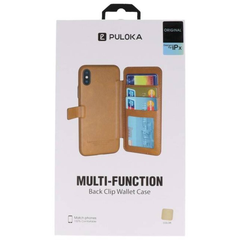 Bag Cover Book Design Etui til iPhone X Gold