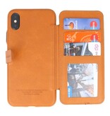 Back Cover Book Design Case for iPhone X Brown