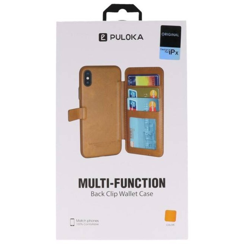Back Cover Book Design Tasche für iPhone X Braun