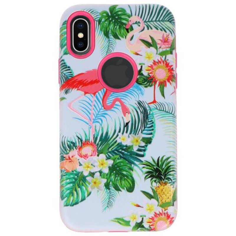 Custodia rigida 3D per iPhone X Flamingo