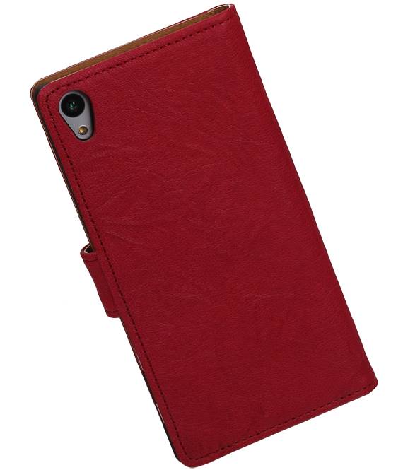 Washed Leather Bookstyle Case for Sony Xperia Z5 Pink