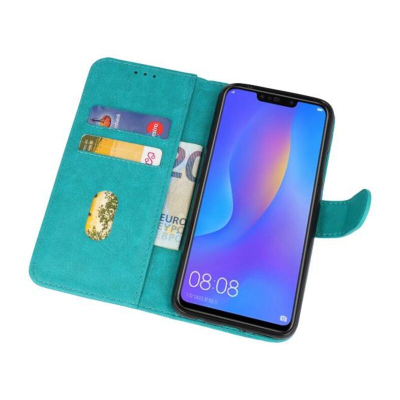 Bookstyle Wallet Tasker Huawei P Smart Plus Cover Grøn