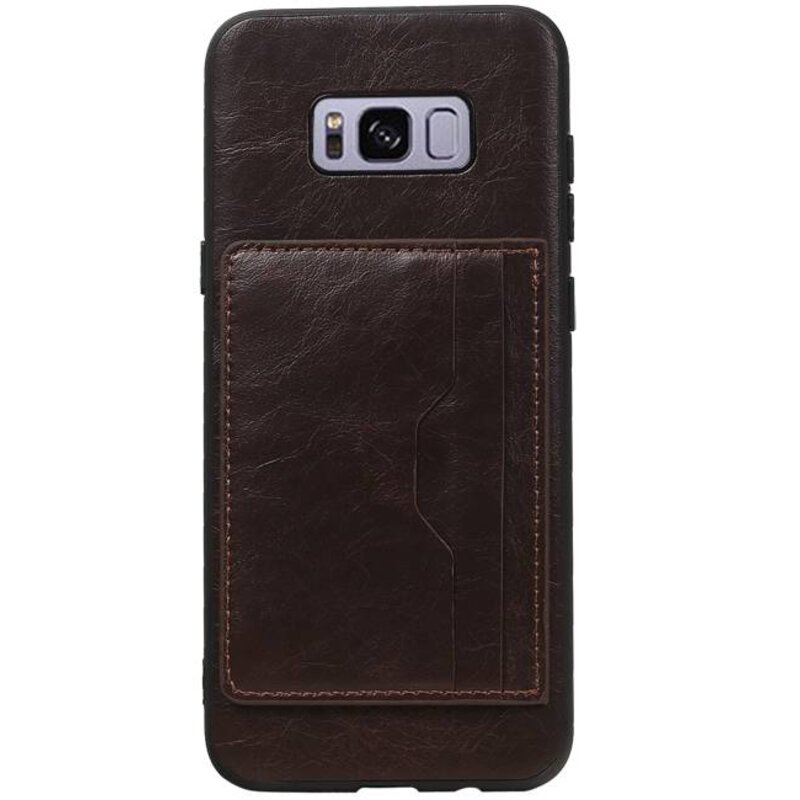 Portræt Bag Cover 2 Kort til Galaxy S8 Plus Mocca