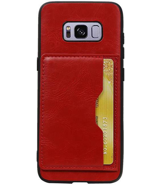 Staand Back Cover 1 Pasjes voor Galaxy S8 Rood