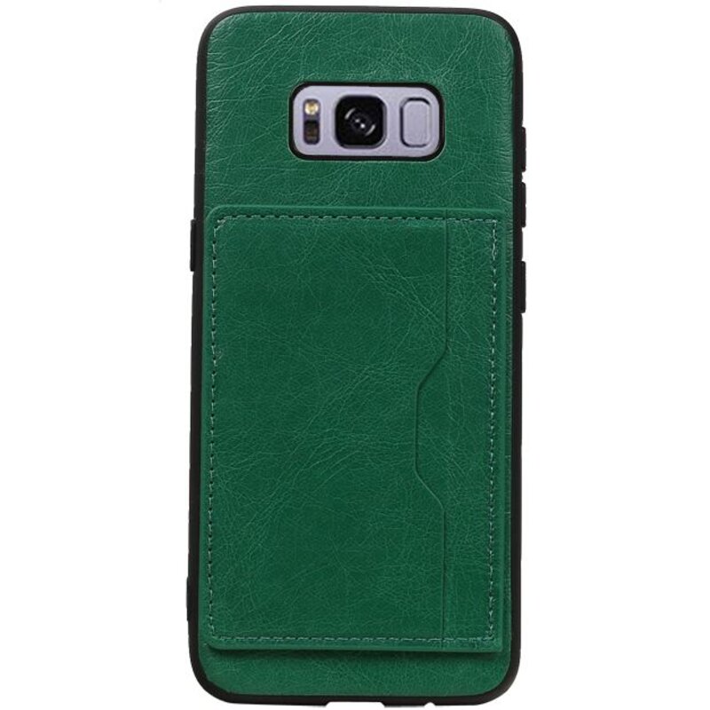 Staand Back Cover 1 Pasjes voor Galaxy S8 Groen