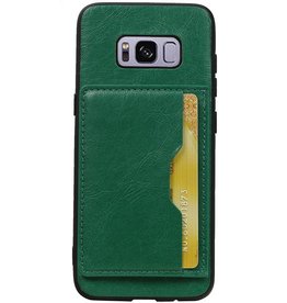 Staand Back Cover 1 Pasjes voor Galaxy S8 Groen