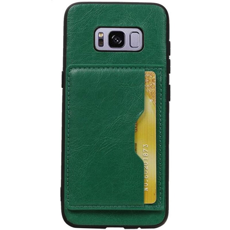 Staand Back Cover 1 Pasjes voor Galaxy S8 Groen