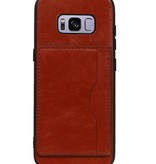 Staand Back Cover 1 Pasjes voor Galaxy S8 Bruin