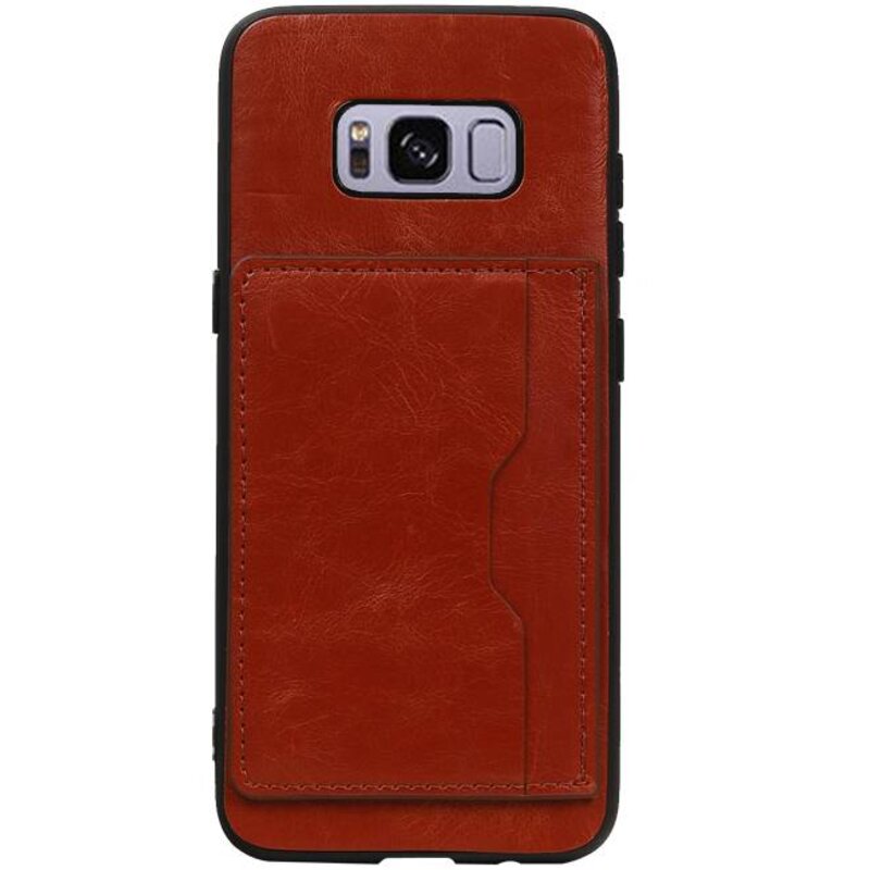 Staand Back Cover 1 Pasjes voor Galaxy S8 Bruin