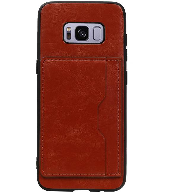 Staand Back Cover 1 Pasjes voor Galaxy S8 Bruin